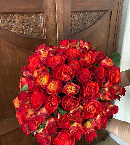 Beautiful bouquet of 50 orange Roses