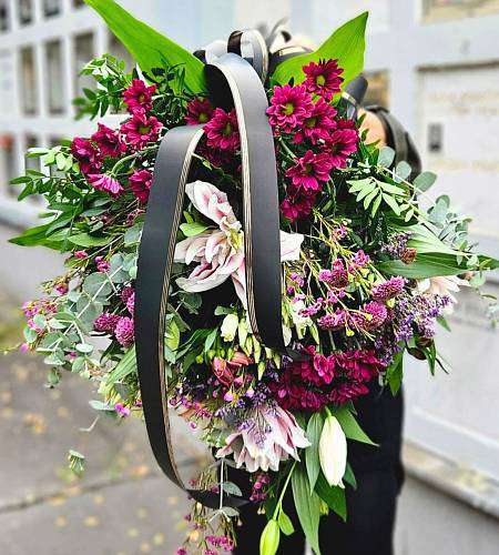 Funeral Bouquet Purple Chrysanthemums