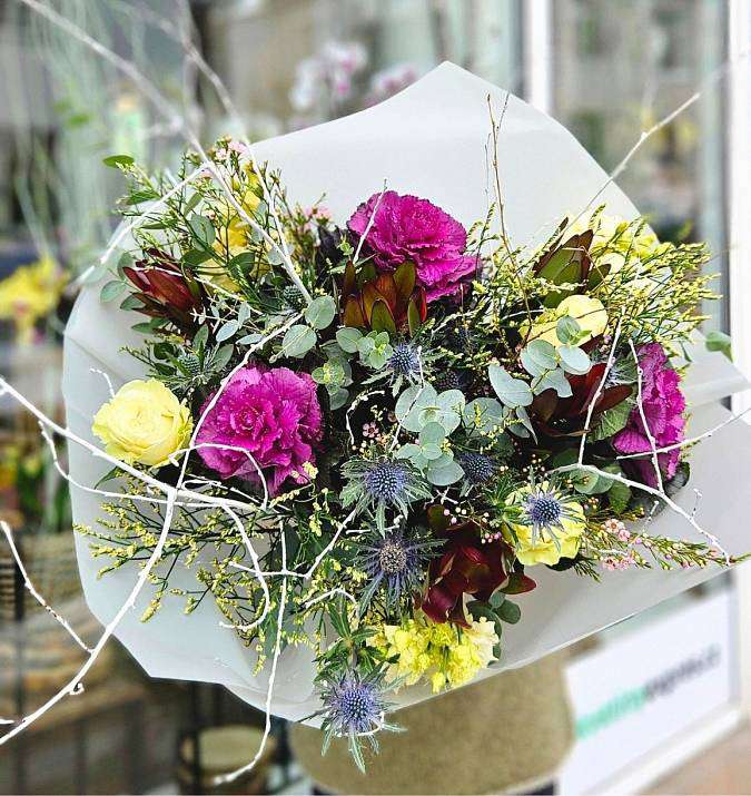 The "Cabbage" Bouquet: Ornamental Brassica & Exotic Leucospermum