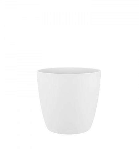 White plastic plant pot cover