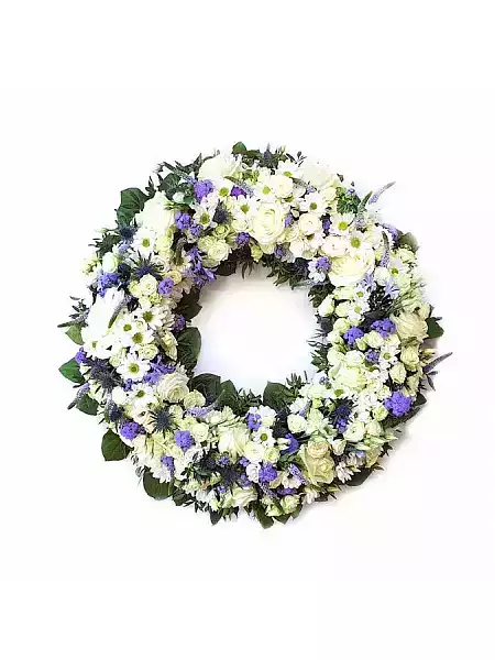 Funeral wreath blue light