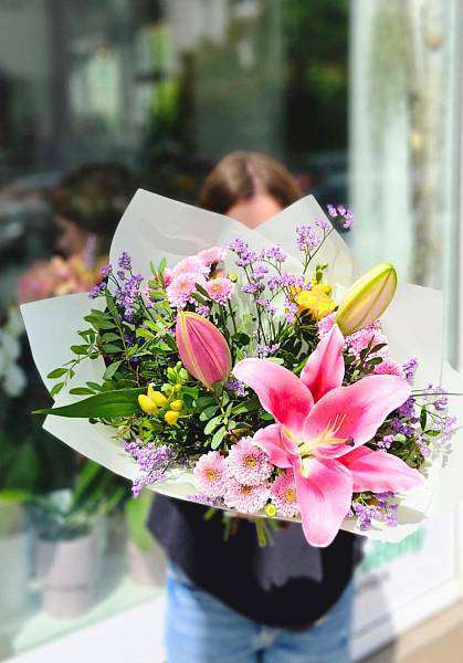 Bouquet of pink lilies