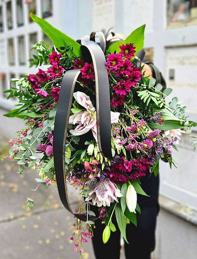 Smuteční kytice Fialové chryzantémy