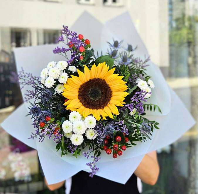 Bouquet of Sunflowers and thistle