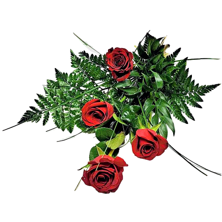Funeral bouquet of red roses 4 pcs