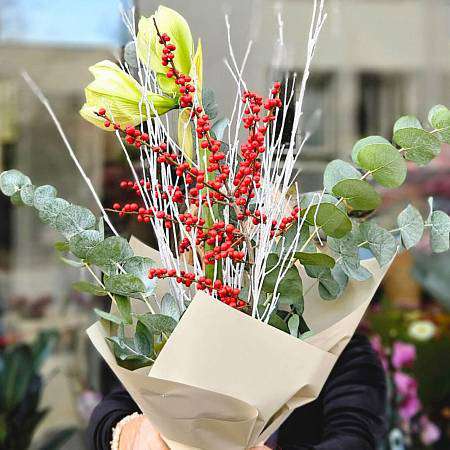 Kytice Vánoční Amarylis v Ilexu