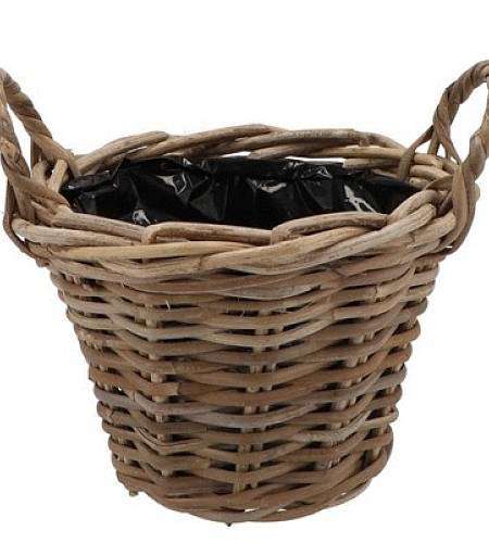 Wicker rattan basket with handle