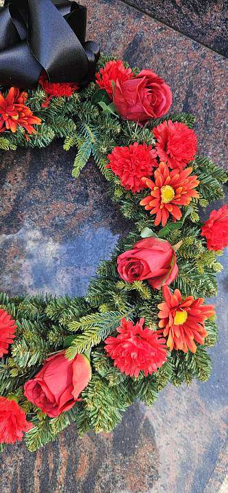 Artificial red wreath Roses and carnations 1