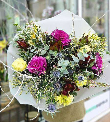 The "Cabbage" Bouquet: Ornamental Brassica & Exotic Leucospermum
