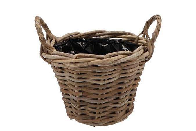 Wicker rattan basket with handle